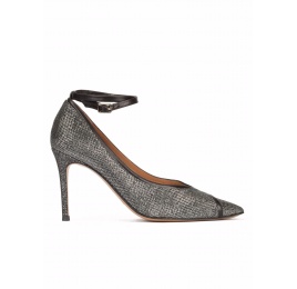 Metallic pointy toe pumps with double ankle strap Pura López
