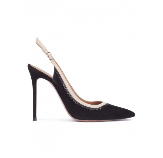 Black heeled slingback pumps Pura López