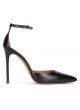 Ankle strap high heel pumps in black leather