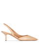 Slingback mid heel pumps in beige leather