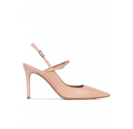 Nude leather slingback high heel pumps Pura López