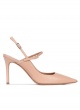 Nude leather slingback high heel pumps