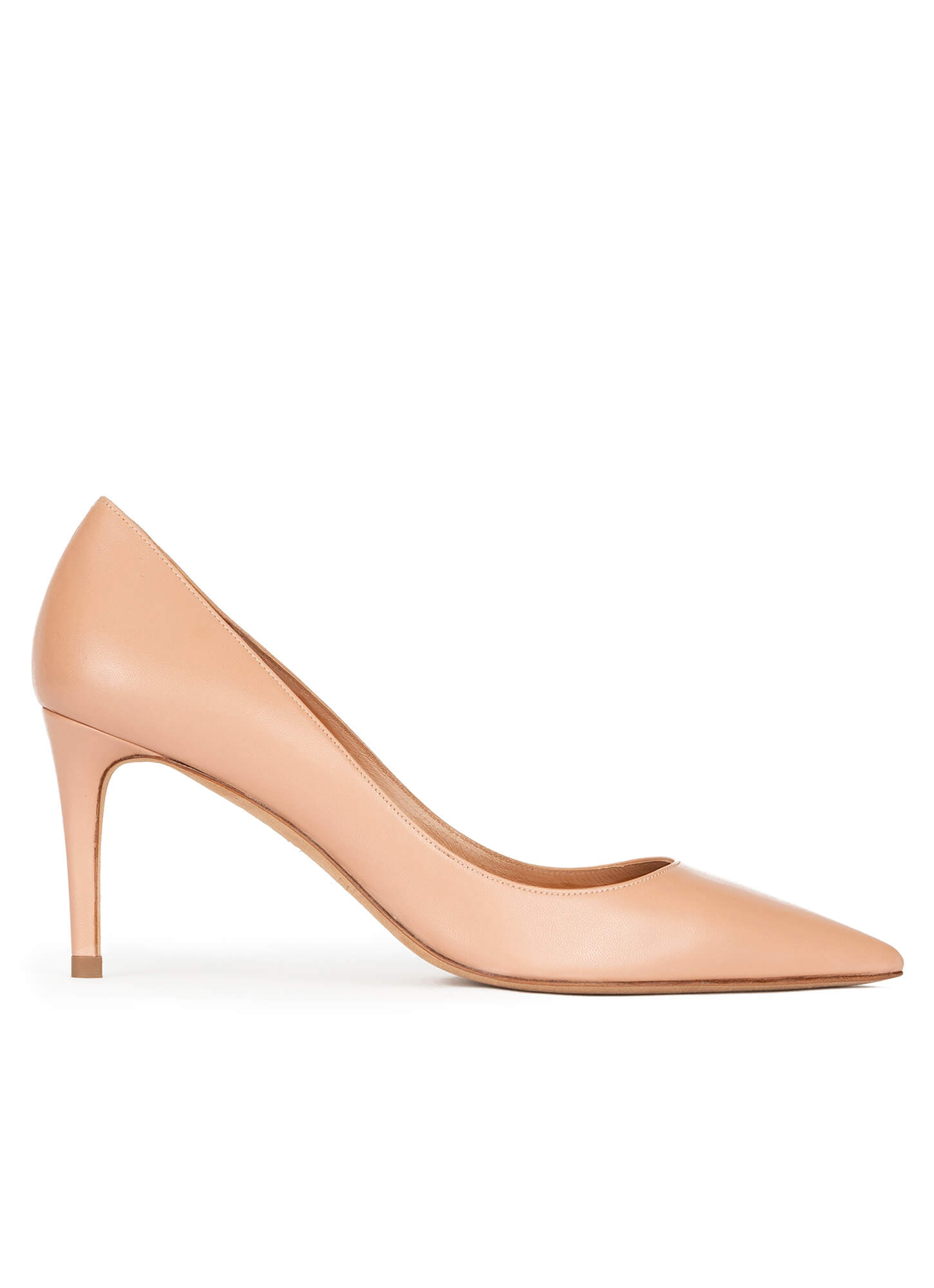 Zapatos de punta tacón de 7,5 cms en piel nude PURA LOPEZ