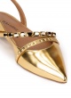 Slingback point-toe flats in gold mirrored leather