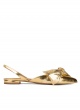 Slingback pointy toe flats in gold mirrored leather