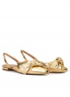 Chaussures plates à brides en cuir métallisé doré