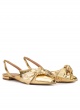 Slingback pointy toe flats in gold mirrored leather