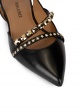 Slingback point-toe flat shoes in black leather