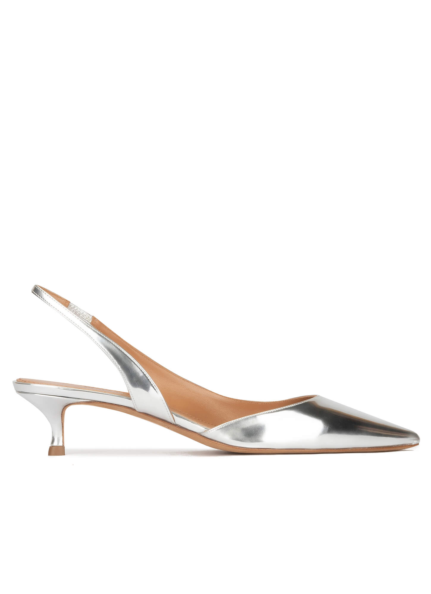 Meget sur Sælger Under ~ Slingback kitten heel pumps in silver mirrored leather . PURA LOPEZ