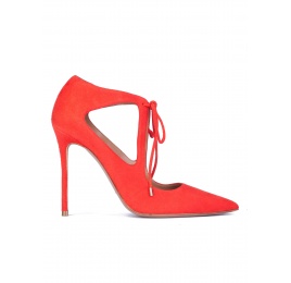 Cutout shoes in red suede with front ties Pura López