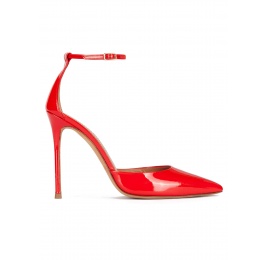 Ankle strap high heel pumps in red patent leather Pura López