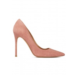 Zapatos de tacón stiletto y punta fina en ante rosa antik Pura López