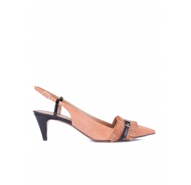 Two-tone fringed slingback pumps Pura López