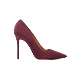 Zapatos de salón con tacón alto en ante color berenjena Pura López