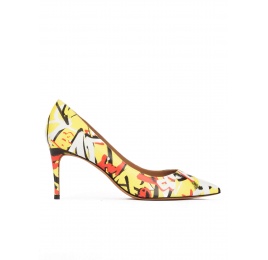 Graffitti print point-toe mid heel pumps Pura López
