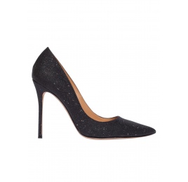 Zapatos de salón con tacón alto en glitter negro Pura López