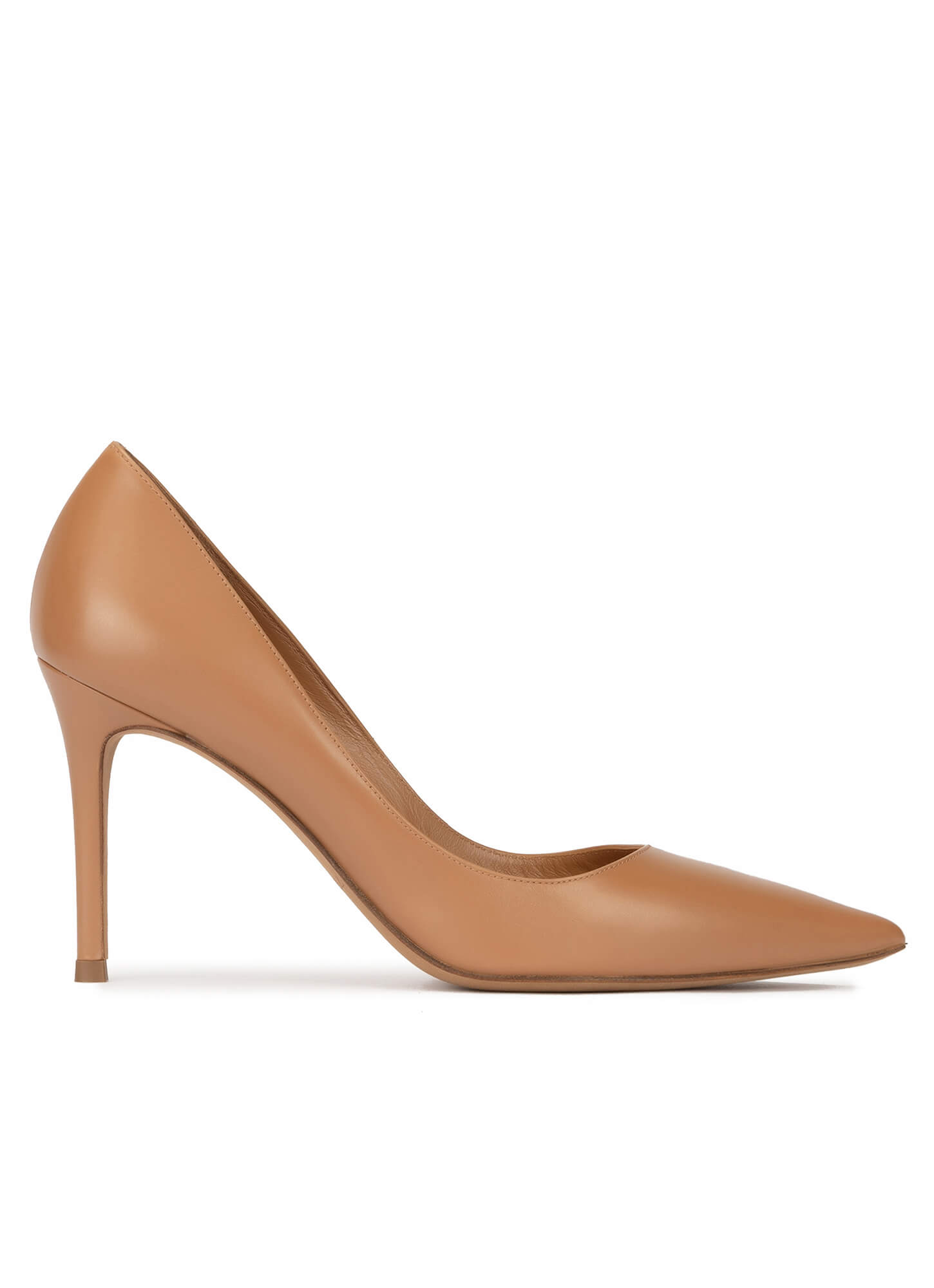 Camel leather pointy toe pumps . PURA LOPEZ