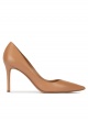 Camel leather high heel pointy toe pumps