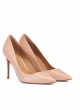 Point-toe high heel pumps in nude leather