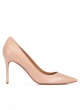 Point-toe high heel pumps in nude leather