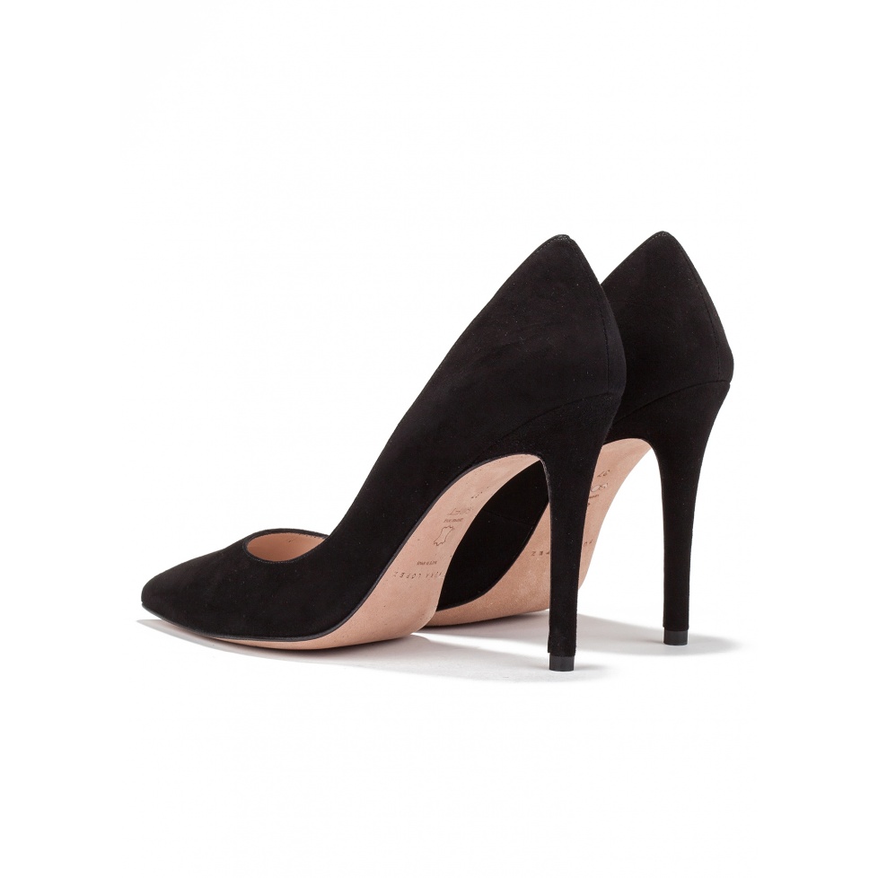 High heel pumps in black suede online shoe store Pura