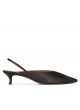 Black low heel slingback pumps in black raffia