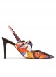 Bow detailed high heel slingback pumps in printed fabric